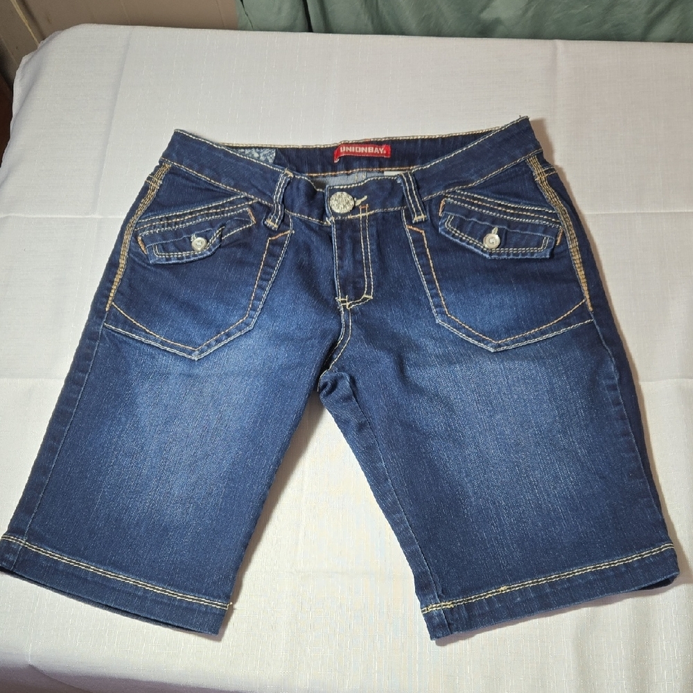 Unionbay Bermuda Dark Blue Denim Women Shorts Size 11